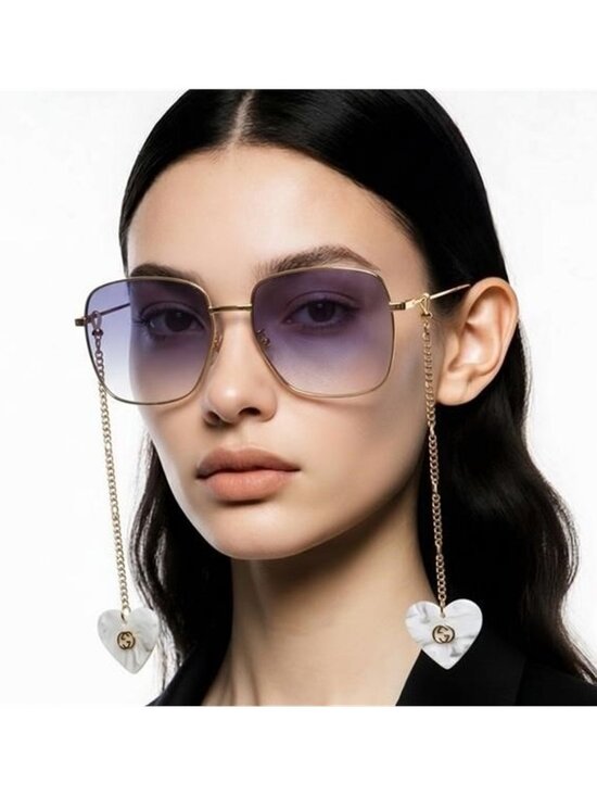 Gucci  GG1031s 004 Women\'s Gold Frame Sunglasses with Blue Gradient Lenses main image 9